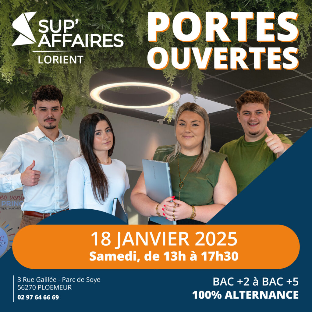 Journée portes ouvertes 18 janvier 2025 école sup affaires, l'école de commerce de l'alternance à Lorient